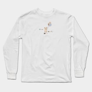 We can bearly wait text with teddy bear and a lot of balloons Long Sleeve T-Shirt